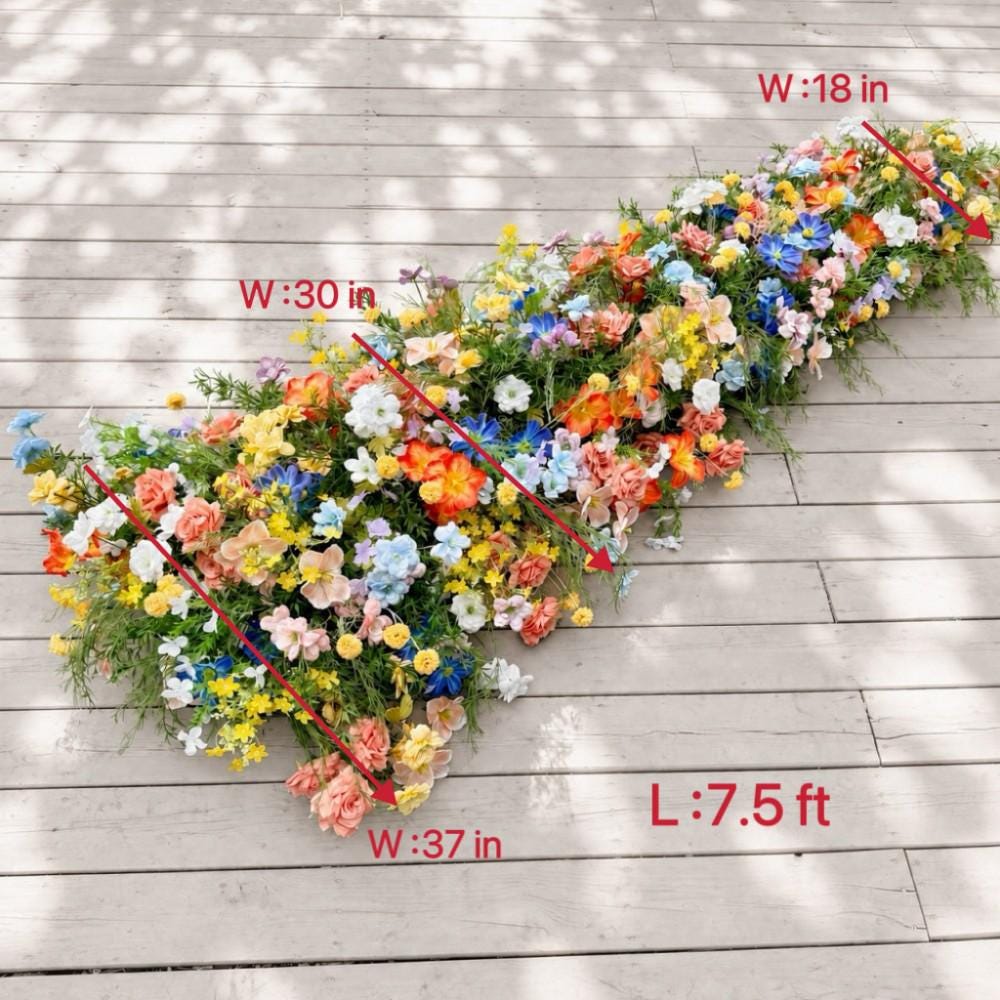 7.5FT---Wildflower Waterfall Flower Garland, Cascading Wedding Table Flowers, Sweetheart Table Decor, Wedding Reception Decor