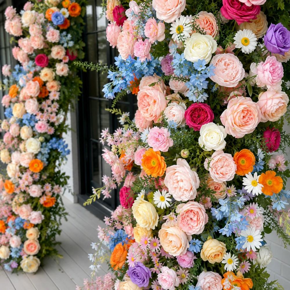 Ships from USA | Wildflower-Inspired Wedding Arch Decor, Artificial Rose Bull Horn Arch Flowers, Floral Arrangement for Events