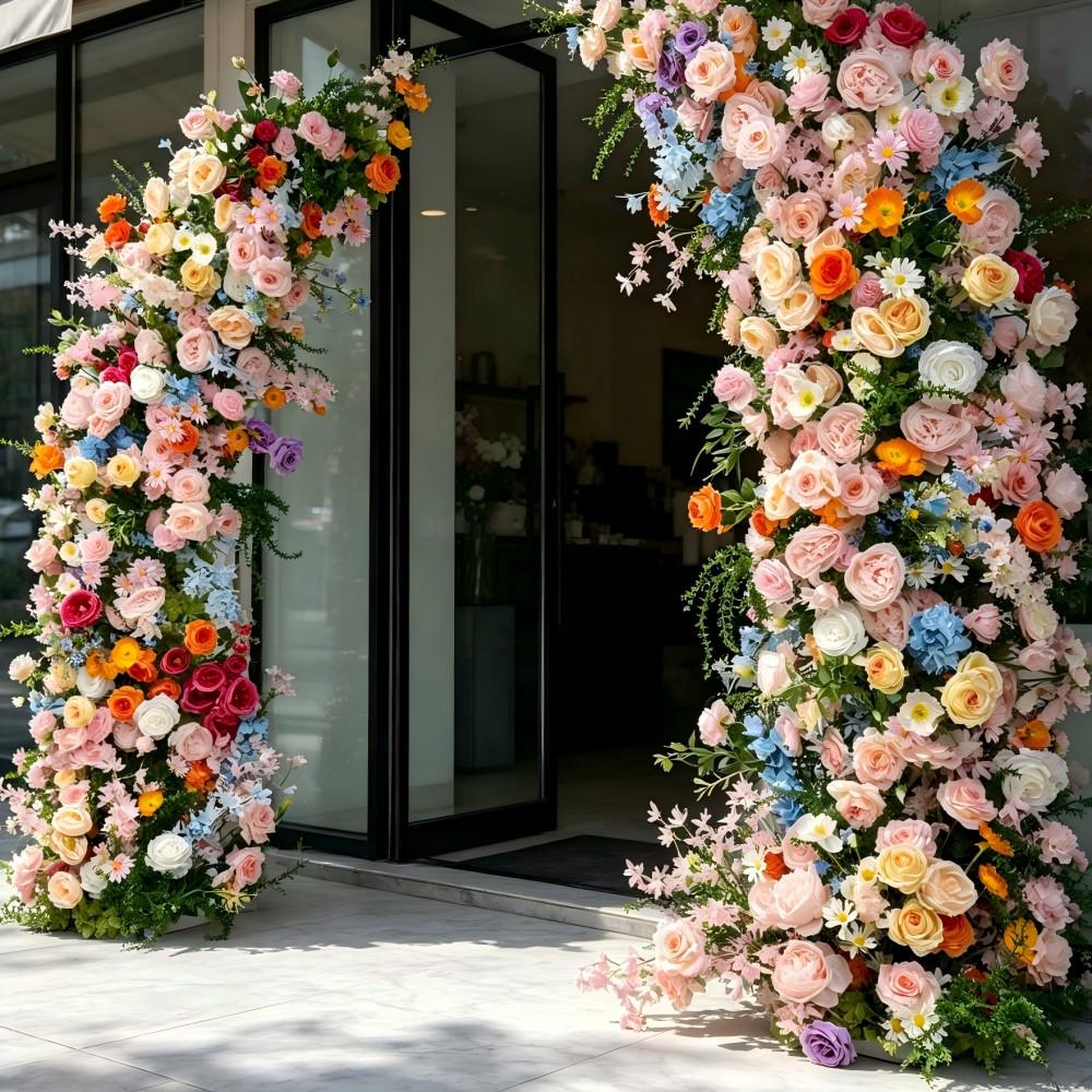 Ships from USA | Wildflower-Inspired Wedding Arch Decor, Artificial Rose Bull Horn Arch Flowers, Floral Arrangement for Events