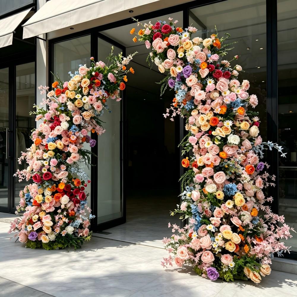 Ships from USA | Wildflower-Inspired Wedding Arch Decor, Artificial Rose Bull Horn Arch Flowers, Floral Arrangement for Events
