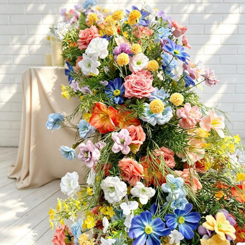 7.5FT---Wildflower Waterfall Flower Garland, Cascading Wedding Table Flowers, Sweetheart Table Decor, Wedding Reception Decor