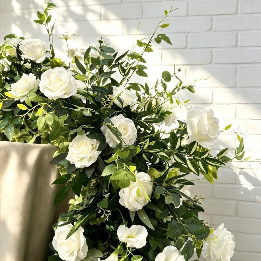 Ships from Houston/white roses greenery Wedding Arch, Table Flower Runner, Wedding Centerpiece Row for Wedding Aisle