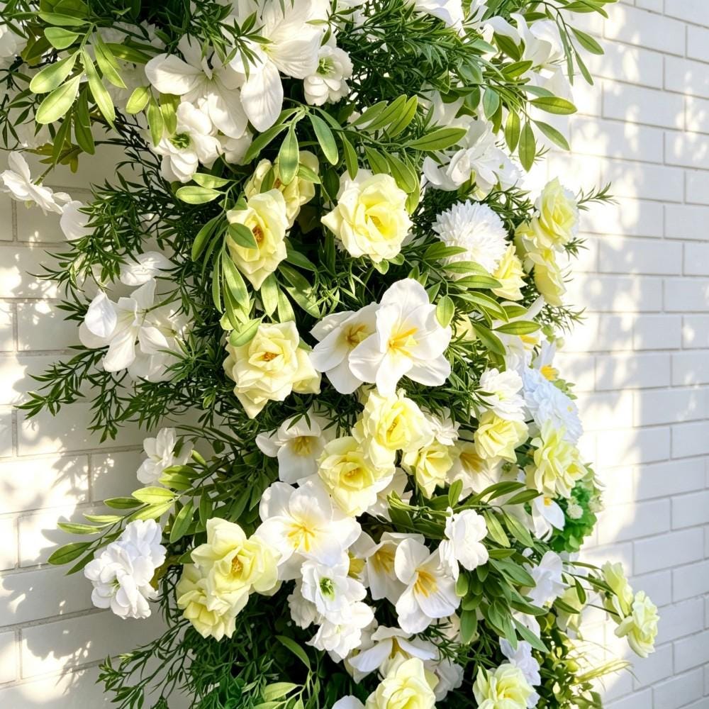 Ships from USA---7.2Ft Forest-Inspired Bull Horn Wedding Arch Flowers, Artificial Floral Row Arrangement for Event Backdrop Decoration