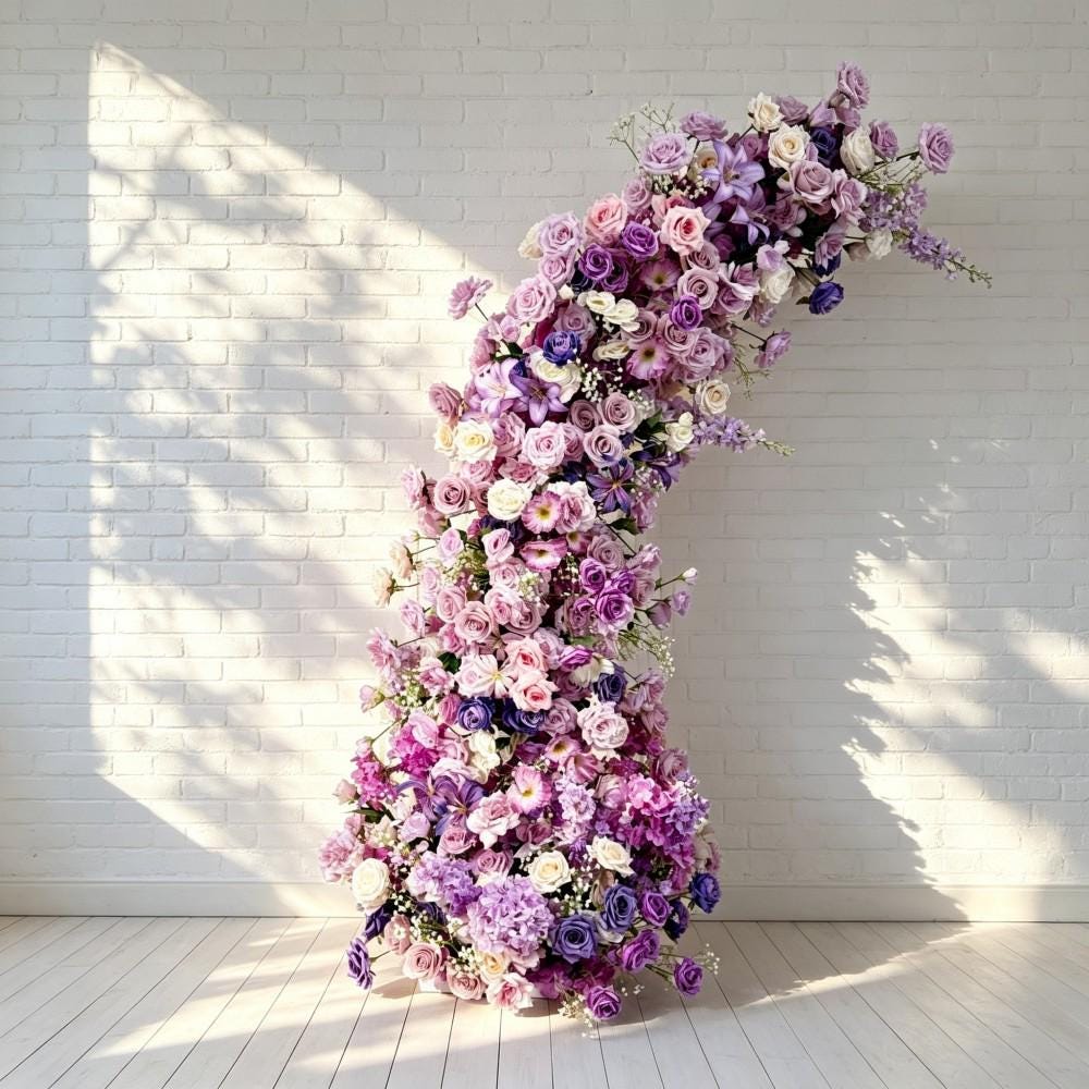 50% Off /Lavender Purple Rose Wedding Arch Flowers – Artificial Floral Archway Décor, Flower Row Arrangement for Wedding, Party & Even