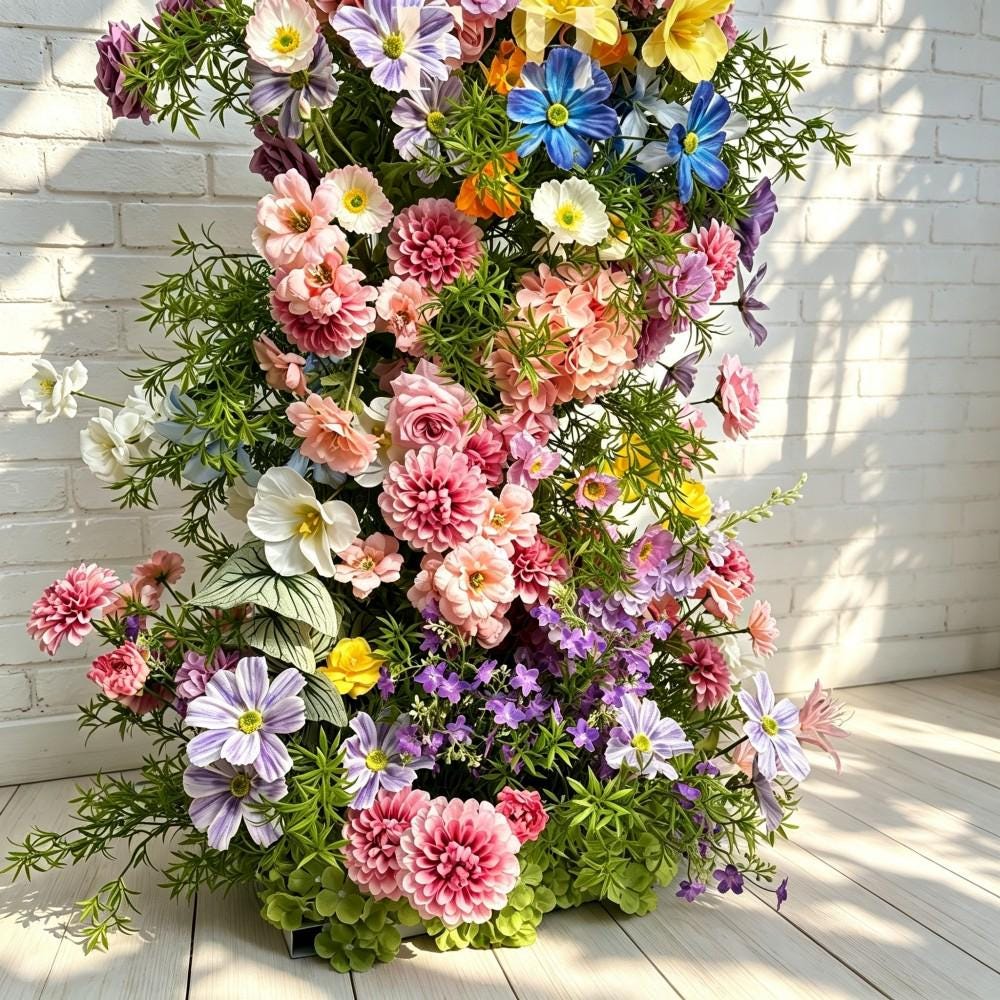 50% Off / Ships from Houston / Wildflower-Inspired Wedding Arch Décor, Artificial Rose Bull Horn Archway Flowers, Flower Row Arrangement