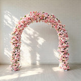 8.2+7.8FT Blush Pink Rose Wedding Arch Flowers, Artificial Floral Runner, Table Centerpiece & Flower Row Décor for Parties