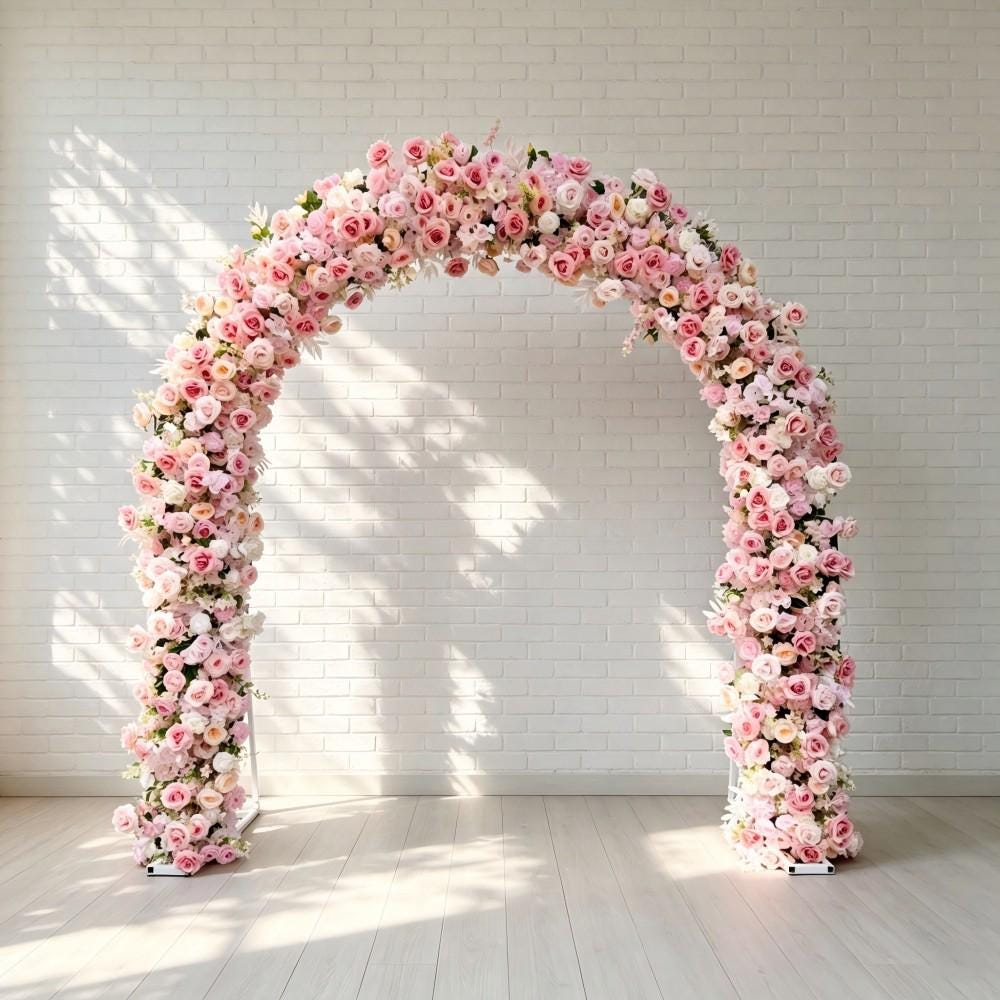 Ships from USA/8.2+7.8FT Blush Pink Rose Wedding Arch Flowers, Artificial Floral Runner, Table Centerpiece & Flower Row Décor for Parties
