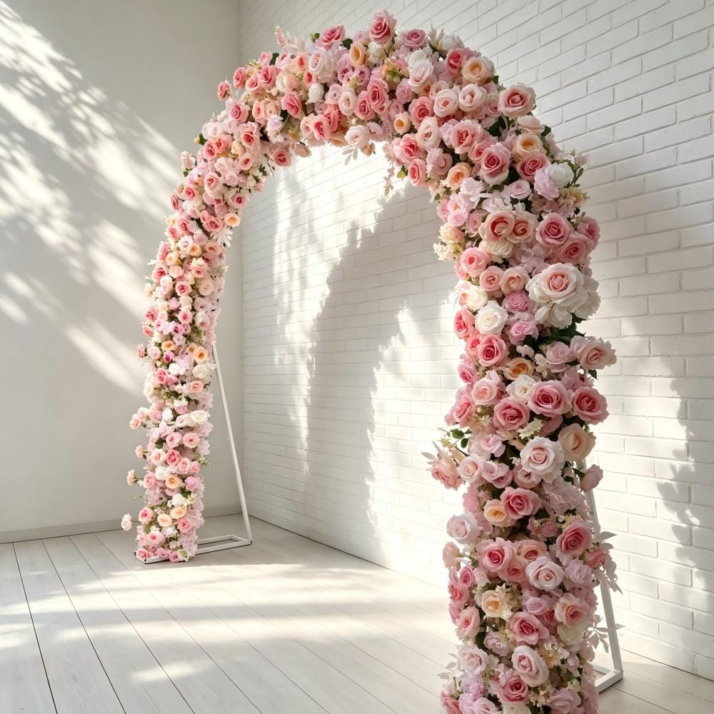 Ships from USA/8.2+7.8FT Blush Pink Rose Wedding Arch Flowers, Artificial Floral Runner, Table Centerpiece & Flower Row Décor for Parties