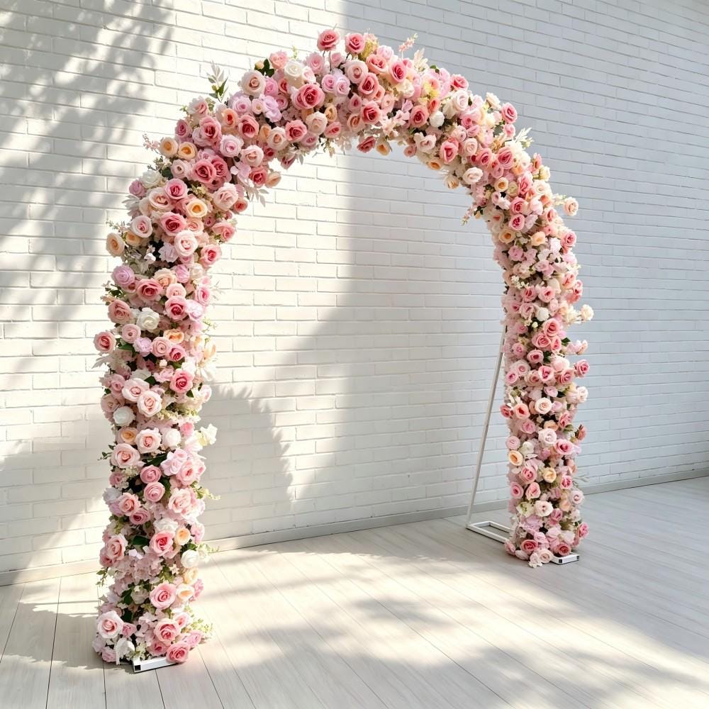 Ships from USA/8.2+7.8FT Blush Pink Rose Wedding Arch Flowers, Artificial Floral Runner, Table Centerpiece & Flower Row Décor for Parties