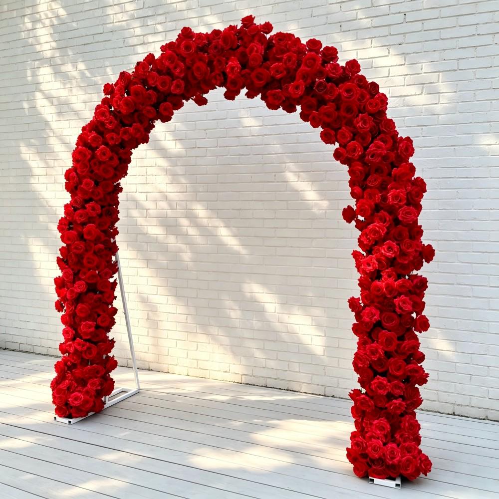 Ships from Houston/8.2+7.8FT Red Rose Wedding Arch Flowers, Artificial Floral Runner, Table Centerpiece  Flower Row Décor for Parties Events