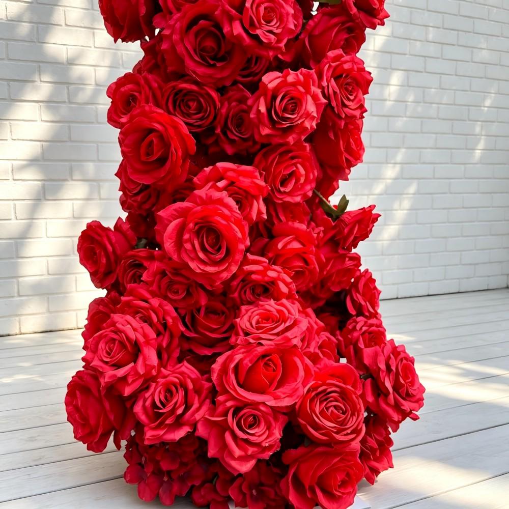 Ships from Houston/8.2+7.8FT Red Rose Wedding Arch Flowers, Artificial Floral Runner, Table Centerpiece  Flower Row Décor for Parties Events