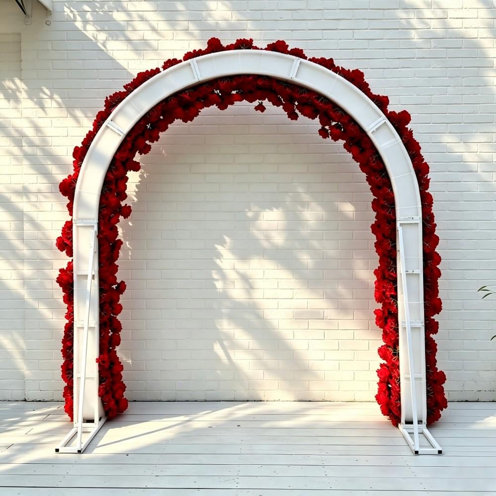 Ships from Houston/8.2+7.8FT Red Rose Wedding Arch Flowers, Artificial Floral Runner, Table Centerpiece  Flower Row Décor for Parties Events