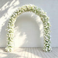 Ships from Houston/8.2+7.8FT White Rose  Baby’s Breath Wedding Arch Flowers, Artificial Floral Runner, Table Centerpiece Flower Row Décor