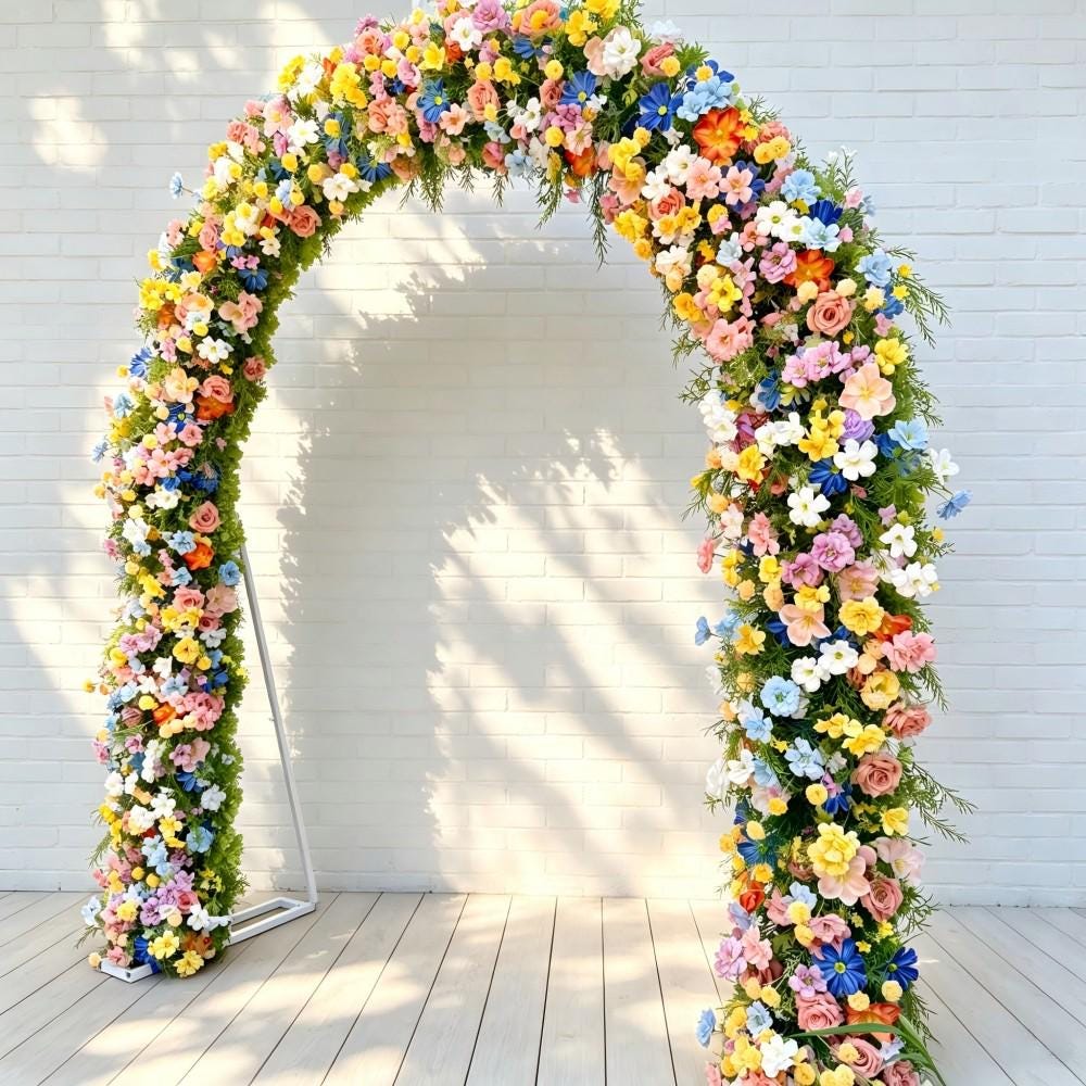Ships from Houston--- Wildflower-Inspired Spring Wedding Flowers, Artificial Floral Table Runner, Rustic Flower Row Décor for Wedding Aisle