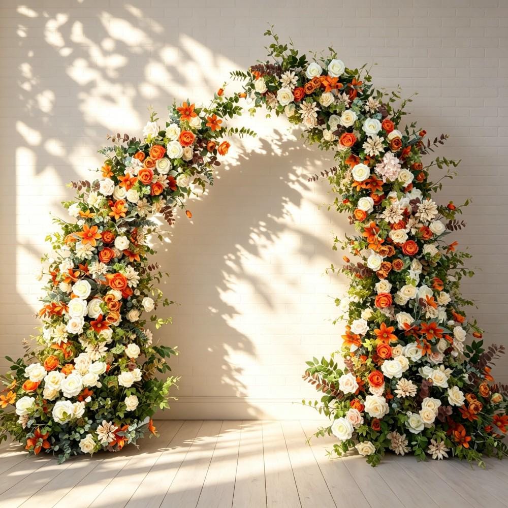 50% Off / Ships from Houston / Fall Wedding Arch Flowers, Rustic Pastoral Floral Arrangement for Ceremony, Columns & Party Backdrop Décor