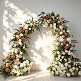 Sunset Terracotta Bull Horn Wedding Arch Flowers, Pastoral Floral Arrangement for Ceremony Columns & Party Backdrop Décor