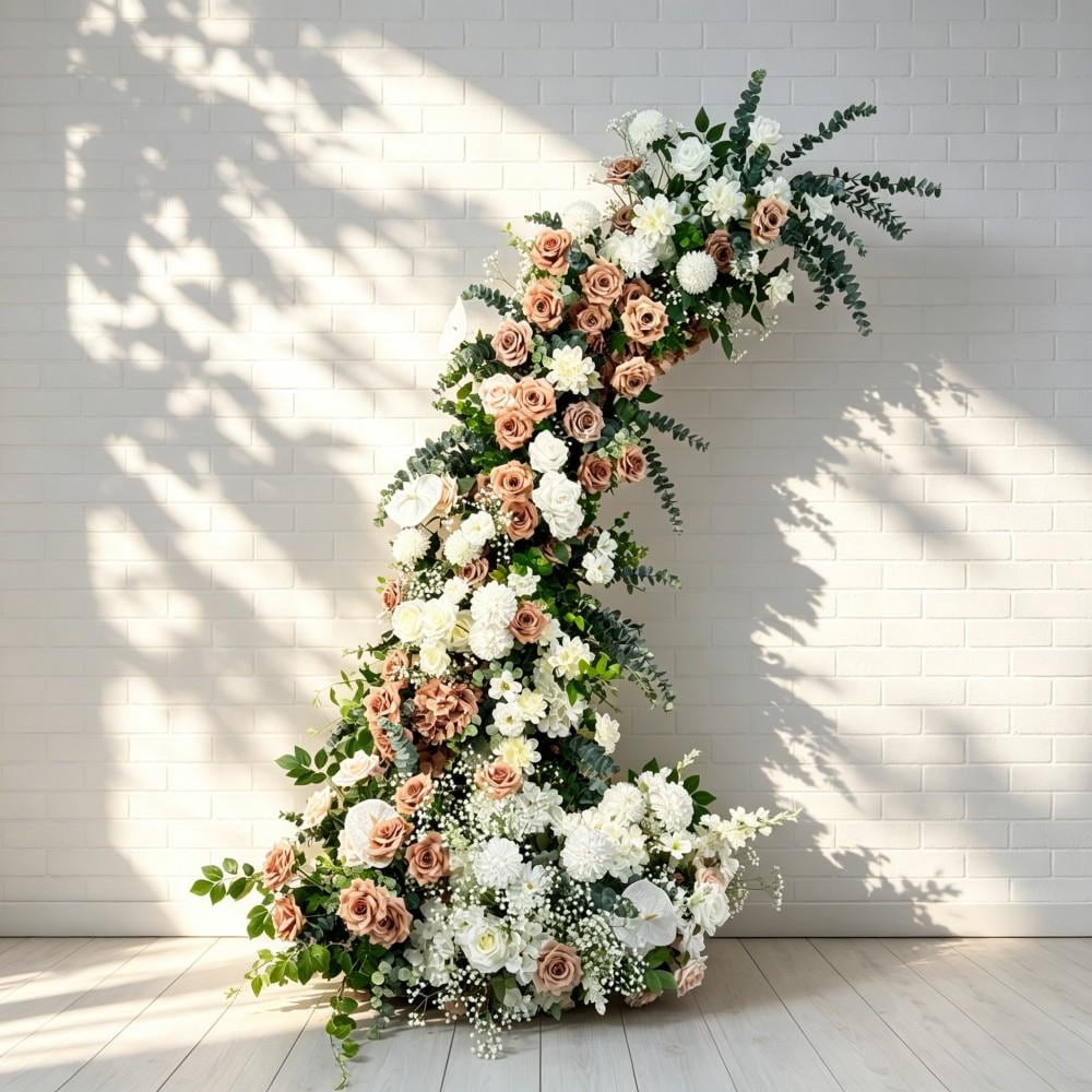 Ships from USA /Sunset Terracotta Bull Horn Wedding Arch Flowers, Pastoral Floral Arrangement for Ceremony Columns & Party Backdrop Décor