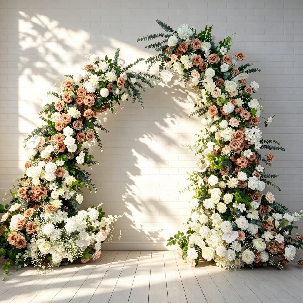 Ships from USA /Sunset Terracotta Bull Horn Wedding Arch Flowers, Pastoral Floral Arrangement for Ceremony Columns & Party Backdrop Décor