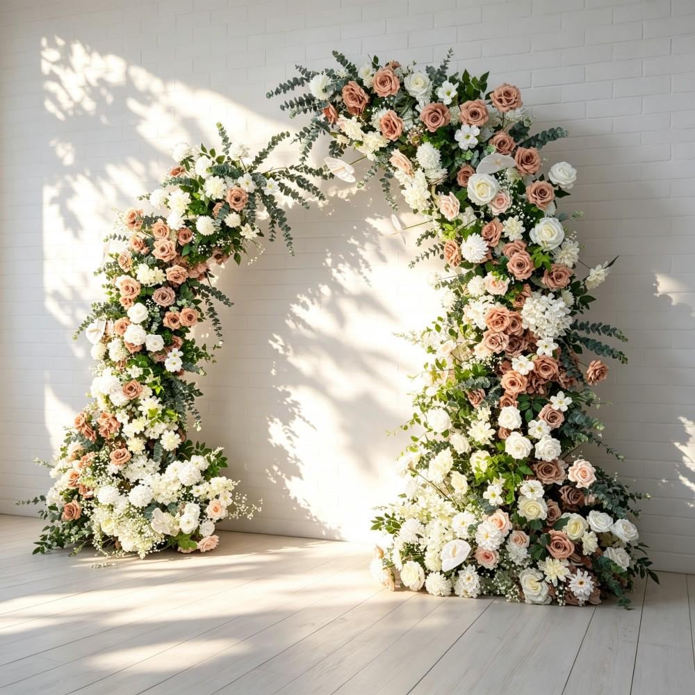 Ships from USA /Sunset Terracotta Bull Horn Wedding Arch Flowers, Pastoral Floral Arrangement for Ceremony Columns & Party Backdrop Décor