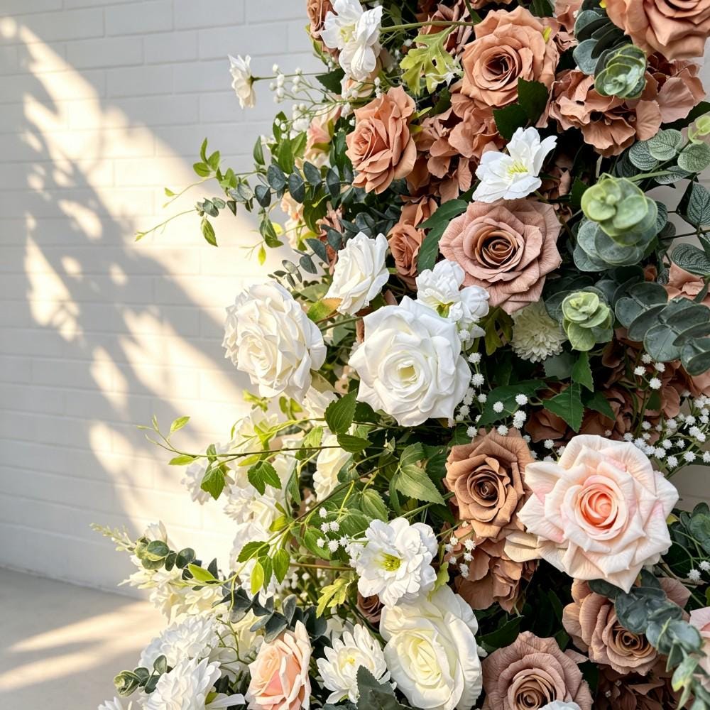 Ships from USA /Sunset Terracotta Bull Horn Wedding Arch Flowers, Pastoral Floral Arrangement for Ceremony Columns & Party Backdrop Décor