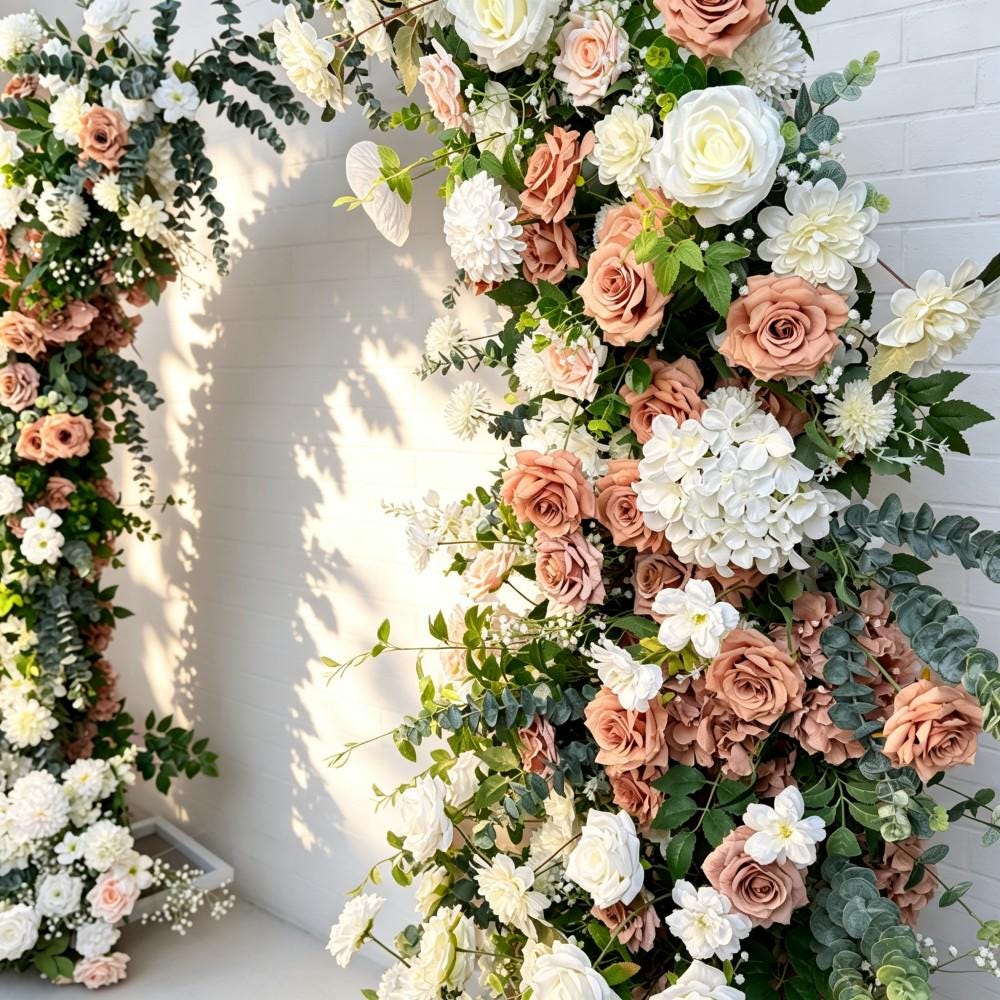 Ships from USA /Sunset Terracotta Bull Horn Wedding Arch Flowers, Pastoral Floral Arrangement for Ceremony Columns & Party Backdrop Décor