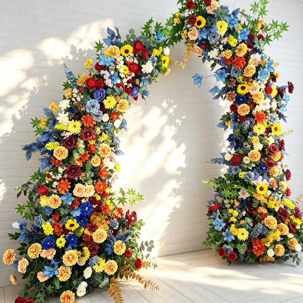 Ships from USA/Wildflower-Inspired Spring and Summer Wedding Arch Décor.Wedding Archway Artificial  Rose  Archway,Flower Row Arrrangement