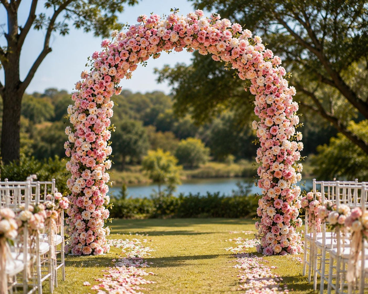 7.5FT/Pink Waterfall Flower Garland, Blush Rose Wedding Table Decor, Cascading Floral Swag, Sweetheart Table Flower, Wedding Reception Decor