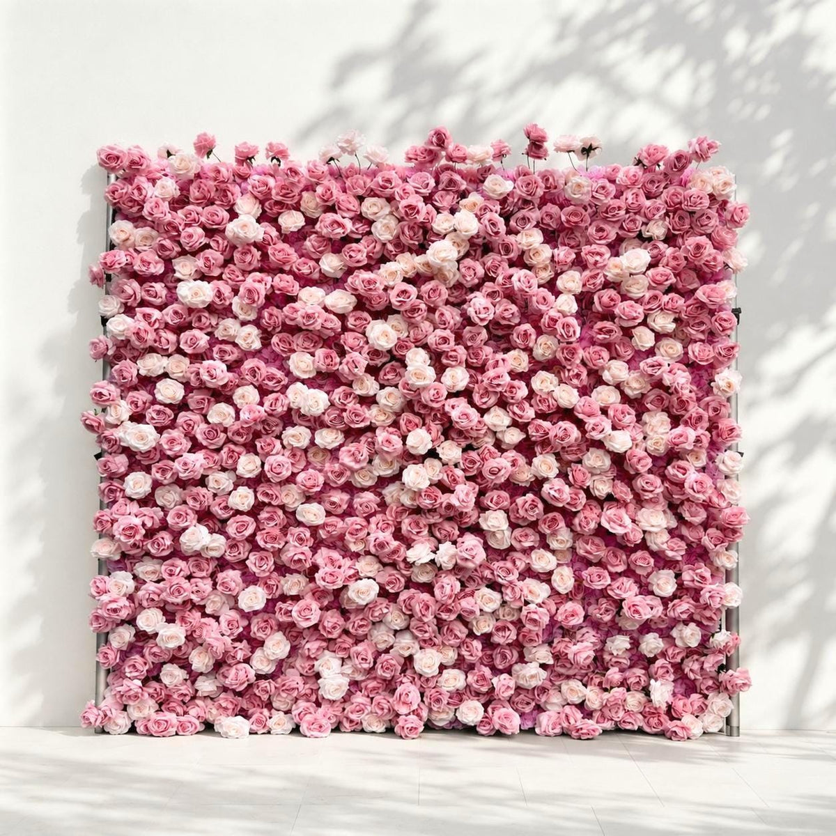 US Stock | Ships from USA | 5D Pink Roses Flower Wall 8x8ft, Rolling Up Curtain Fabric Backdrop, Artificial Flower Wall for Wedding Decor