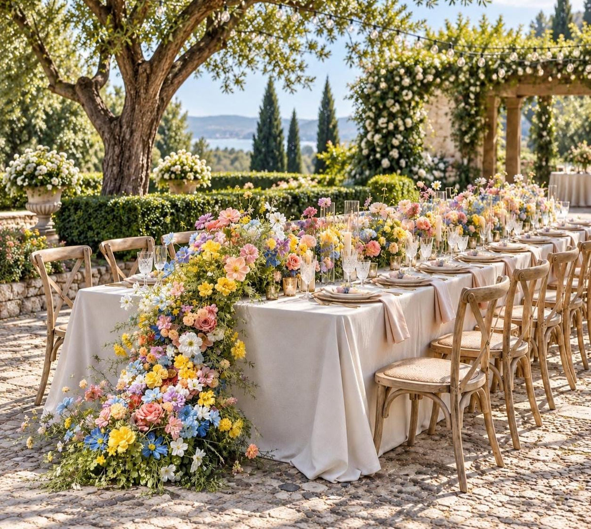 Ships from USA/Wildflower-Inspired Spring Wedding Artificial Floral, Table Flower Runner, Rustic Flower Row ,Flower Row for Wedding Aisle