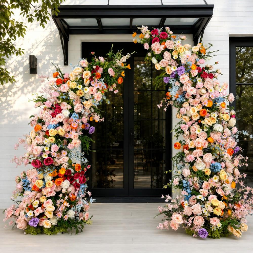 Ships from USA | Wildflower-Inspired Wedding Arch Decor, Artificial Rose Bull Horn Arch Flowers, Floral Arrangement for Events