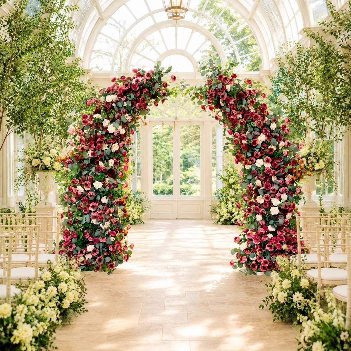 Ships from Houston / 7.2Ft Wedding Arch Retro Style Artificial Flowers –Rustic Floral Row Arrangement for Wedding Pillars, Party Home Décor