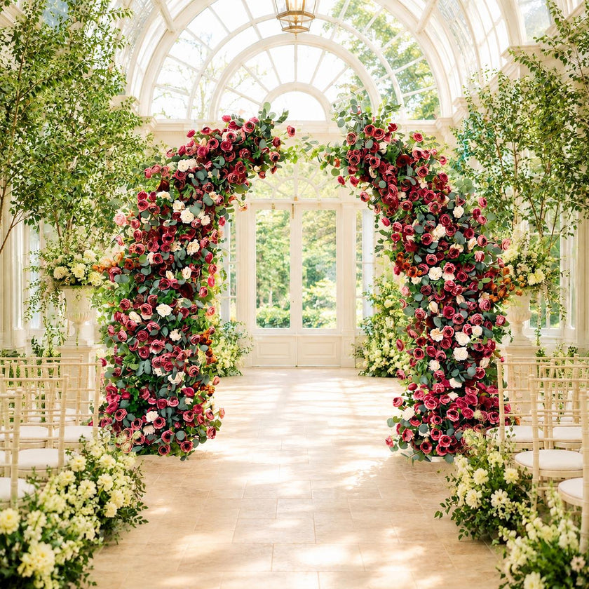 Ships from Houston / 7.2Ft Wedding Arch Retro Style Artificial Flowers –Rustic Floral Row Arrangement for Wedding Pillars, Party Home Décor