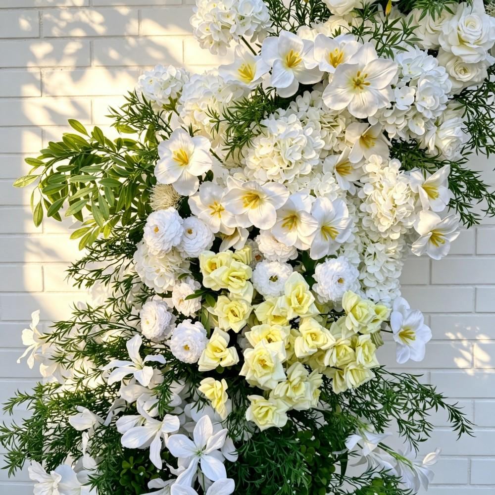 Ships from USA---7.2Ft Forest-Inspired Bull Horn Wedding Arch Flowers, Artificial Floral Row Arrangement for Event Backdrop Decoration