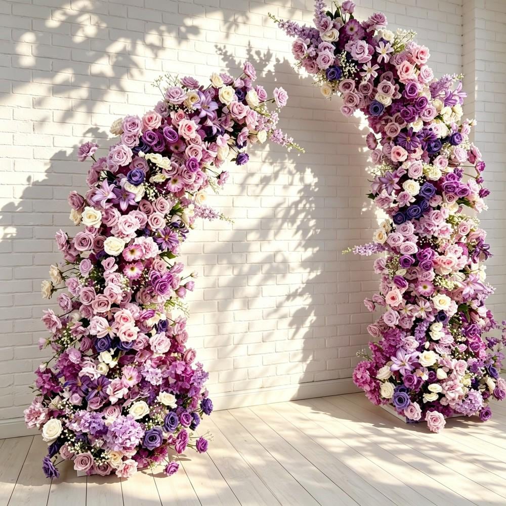 50% Off /Lavender Purple Rose Wedding Arch Flowers – Artificial Floral Archway Décor, Flower Row Arrangement for Wedding, Party & Even