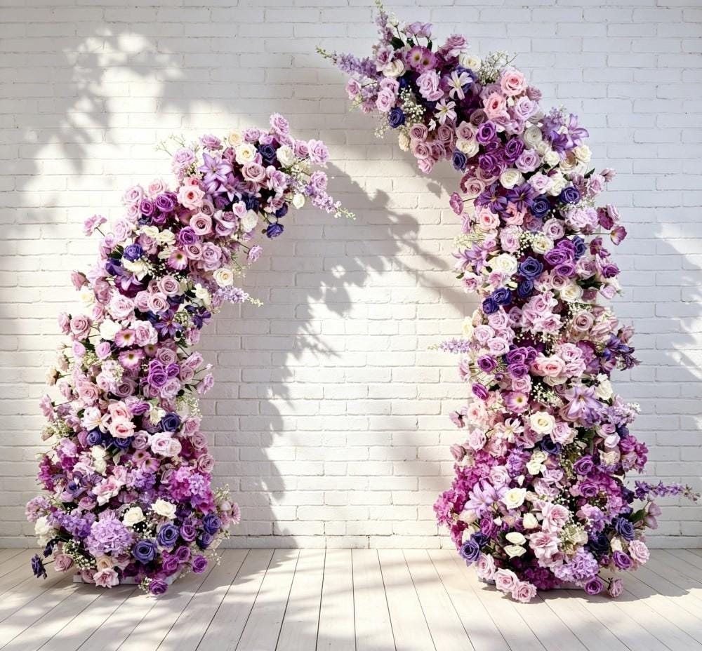 50% Off /Lavender Purple Rose Wedding Arch Flowers – Artificial Floral Archway Décor, Flower Row Arrangement for Wedding, Party & Even