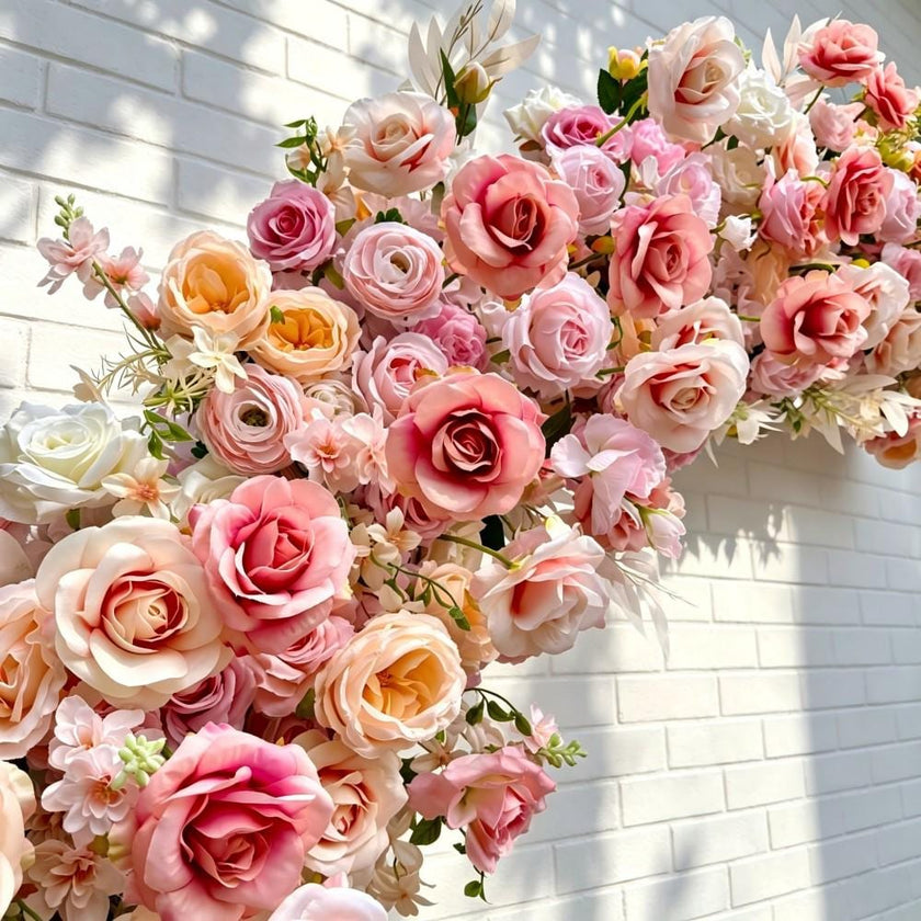 Ships from USA/8.2+7.8FT Blush Pink Rose Wedding Arch Flowers, Artificial Floral Runner, Table Centerpiece & Flower Row Décor for Parties