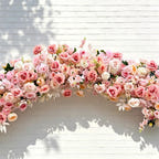 8.2+7.8FT Blush Pink Rose Wedding Arch Flowers, Artificial Floral Runner, Table Centerpiece & Flower Row Décor for Parties