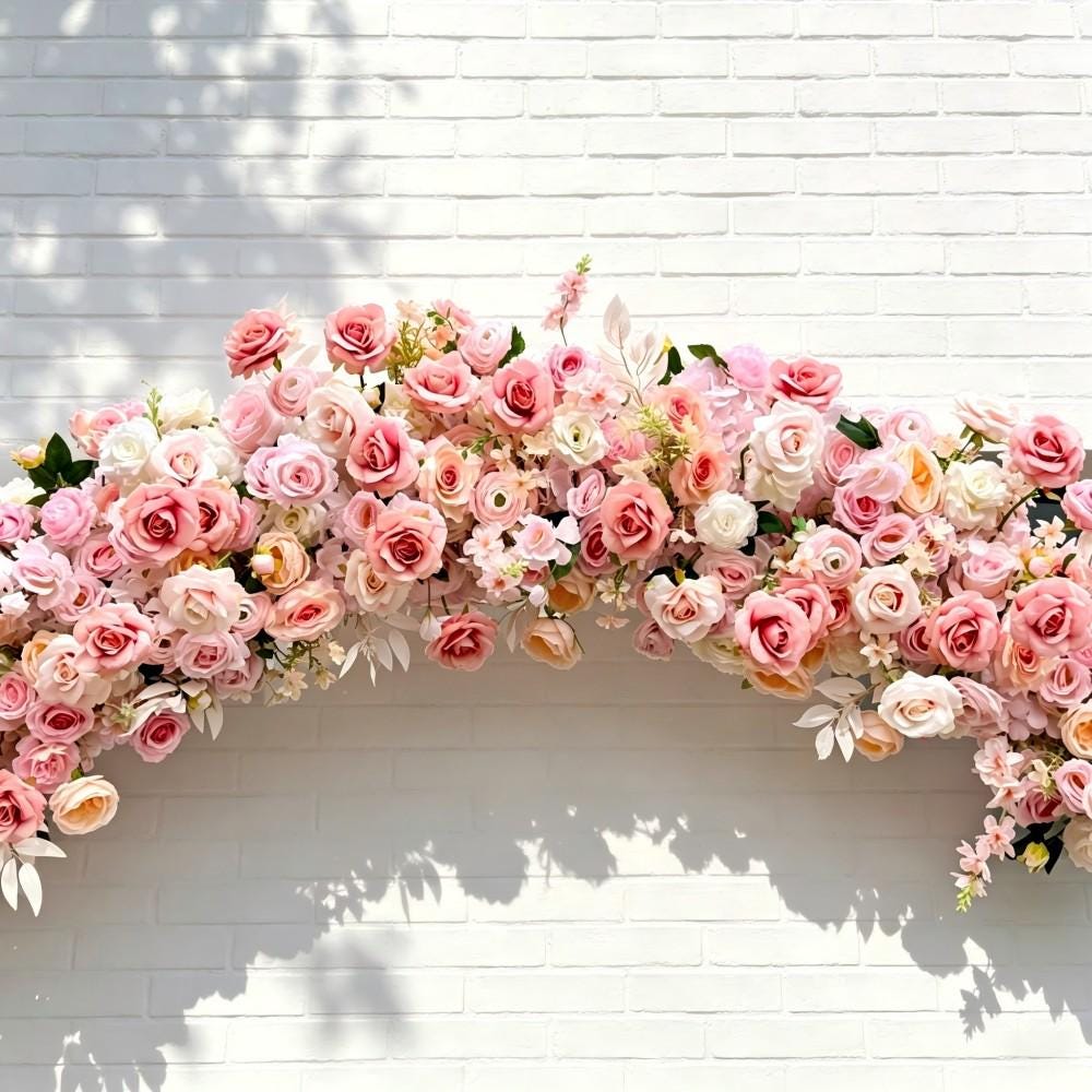 Ships from USA/8.2+7.8FT Blush Pink Rose Wedding Arch Flowers, Artificial Floral Runner, Table Centerpiece & Flower Row Décor for Parties