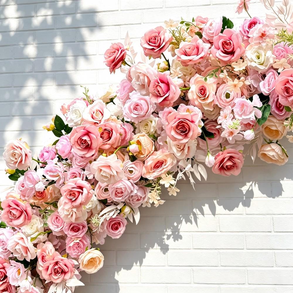 Ships from USA/8.2+7.8FT Blush Pink Rose Wedding Arch Flowers, Artificial Floral Runner, Table Centerpiece & Flower Row Décor for Parties