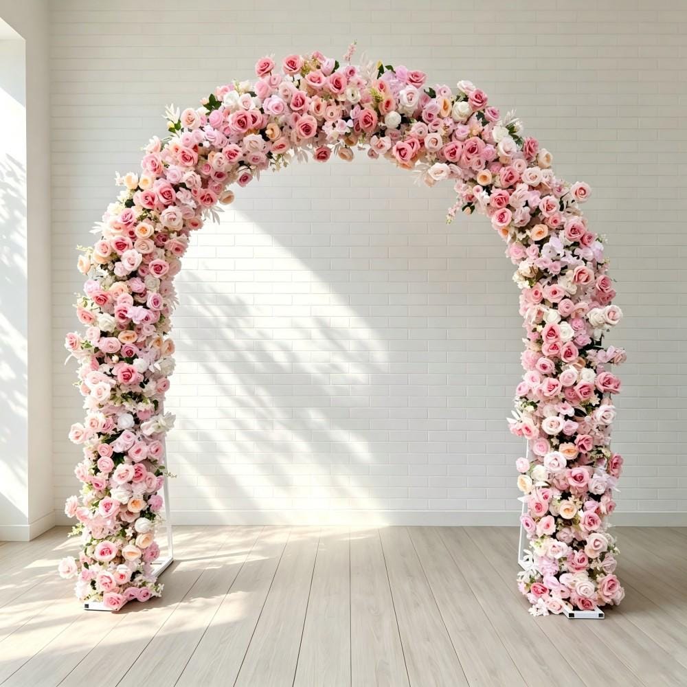 Ships from USA/8.2+7.8FT Blush Pink Rose Wedding Arch Flowers, Artificial Floral Runner, Table Centerpiece & Flower Row Décor for Parties