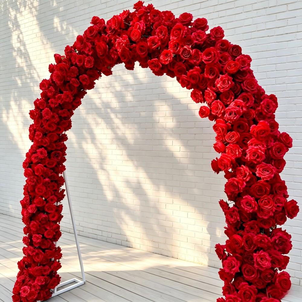Ships from Houston/8.2+7.8FT Red Rose Wedding Arch Flowers, Artificial Floral Runner, Table Centerpiece  Flower Row Décor for Parties Events