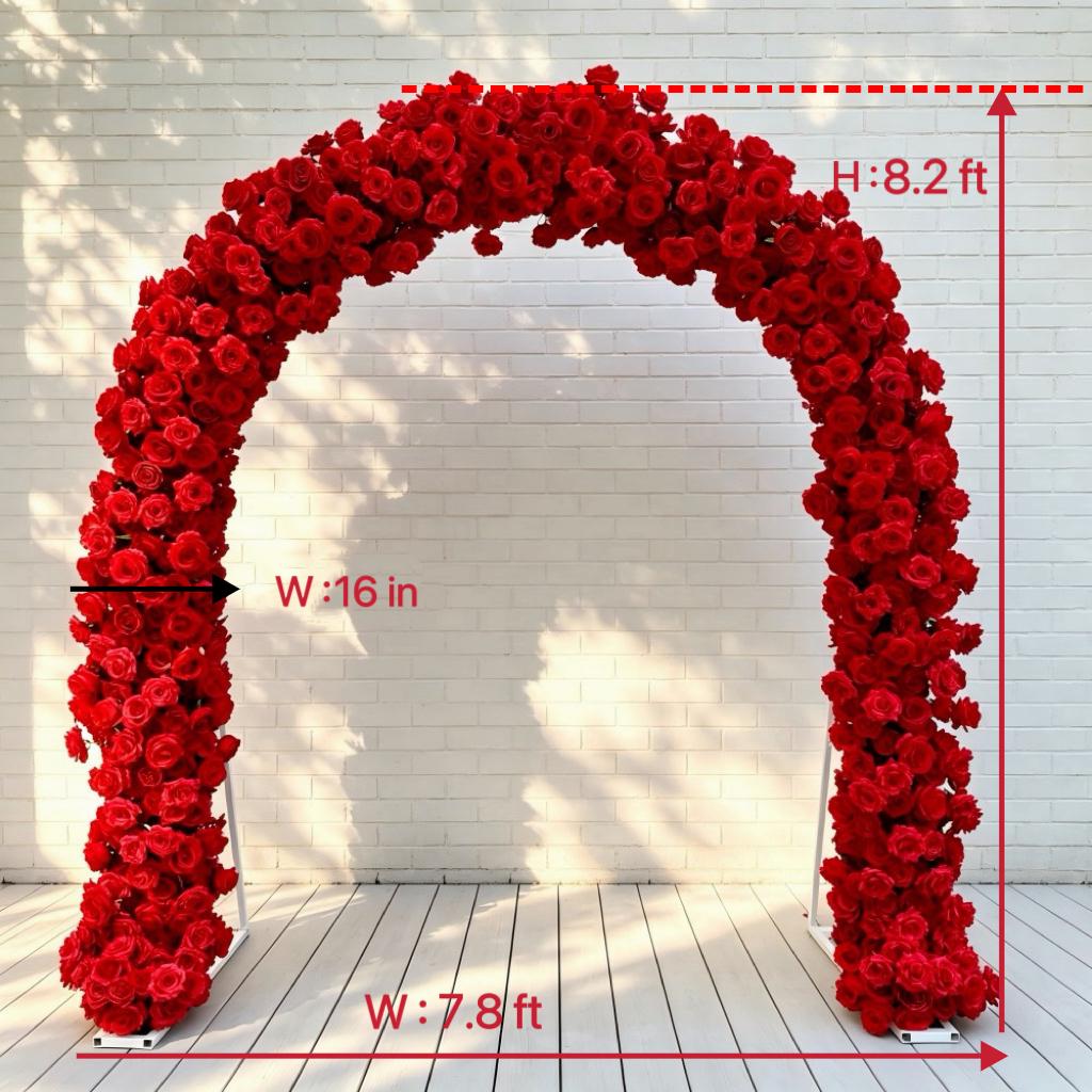 Ships from Houston/8.2+7.8FT Red Rose Wedding Arch Flowers, Artificial Floral Runner, Table Centerpiece  Flower Row Décor for Parties Events