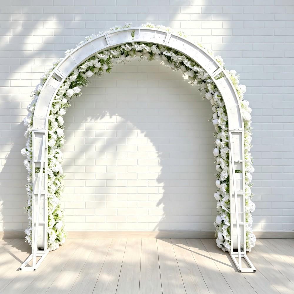 Ships from Houston/8.2+7.8FT White Rose  Baby’s Breath Wedding Arch Flowers, Artificial Floral Runner, Table Centerpiece Flower Row Décor