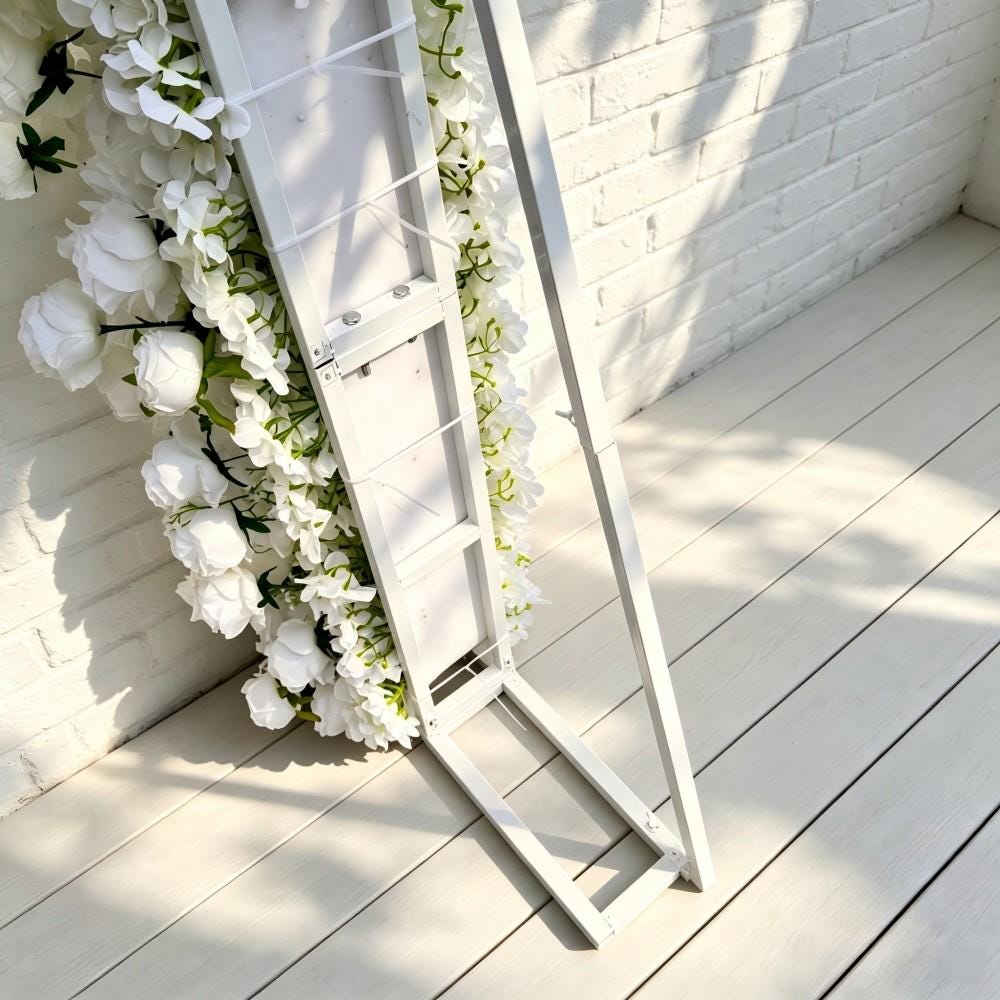 Ships from Houston/8.2+7.8FT White Rose Wedding Arch Flower, Artificial Floral Runner, Table Centerpiece Flower Row Décor for Parties Events