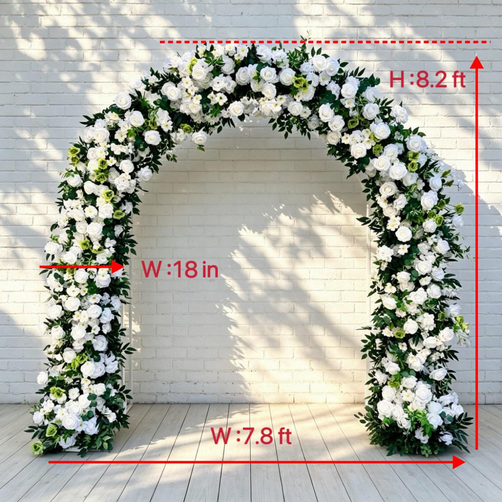 Ships from Houston ---8.2+7.8FT White Rose & Greenery Floral Garland for Wedding Arch, Table Runner, Centerpiece Row  Wedding Aisle Decor