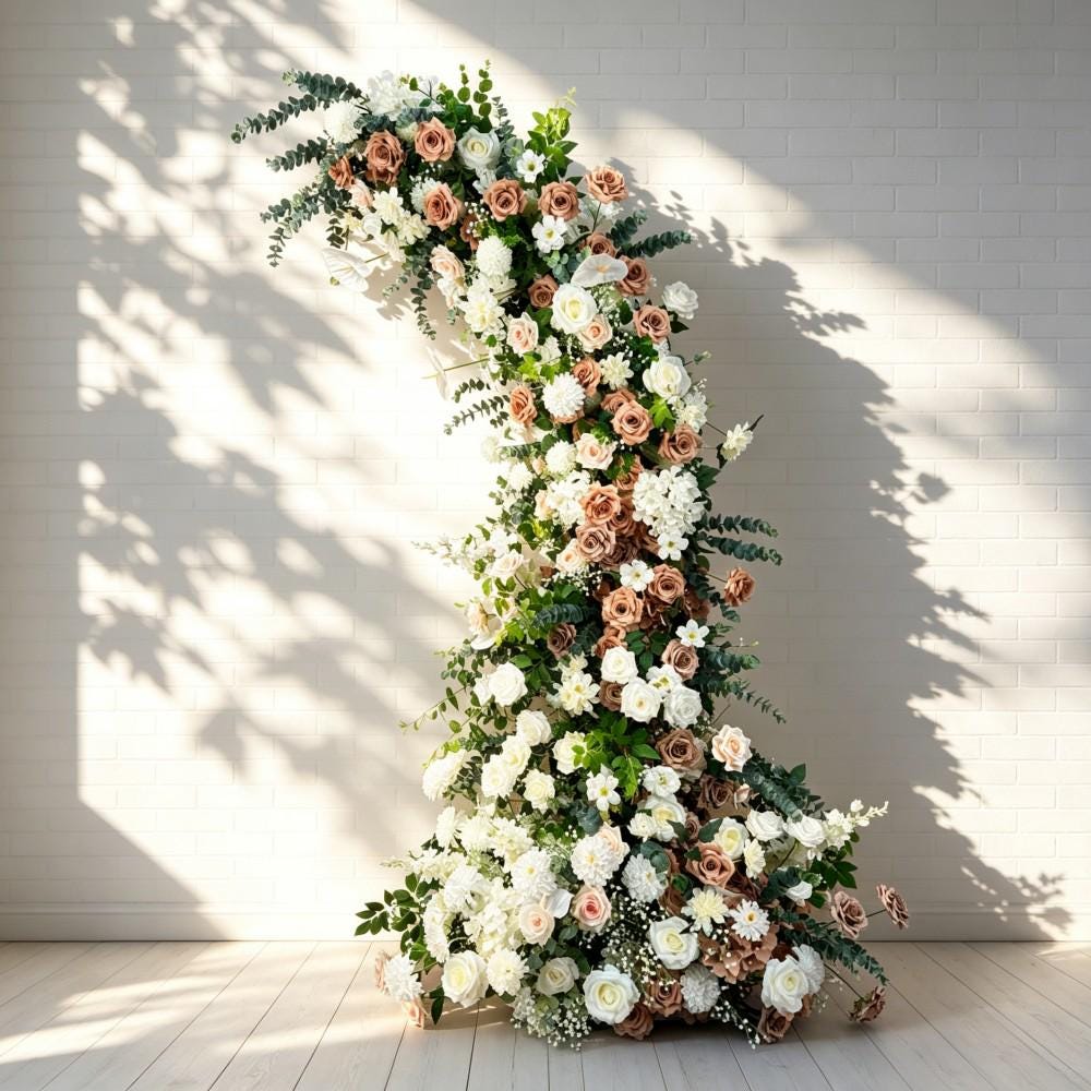 Ships from USA /Sunset Terracotta Bull Horn Wedding Arch Flowers, Pastoral Floral Arrangement for Ceremony Columns & Party Backdrop Décor
