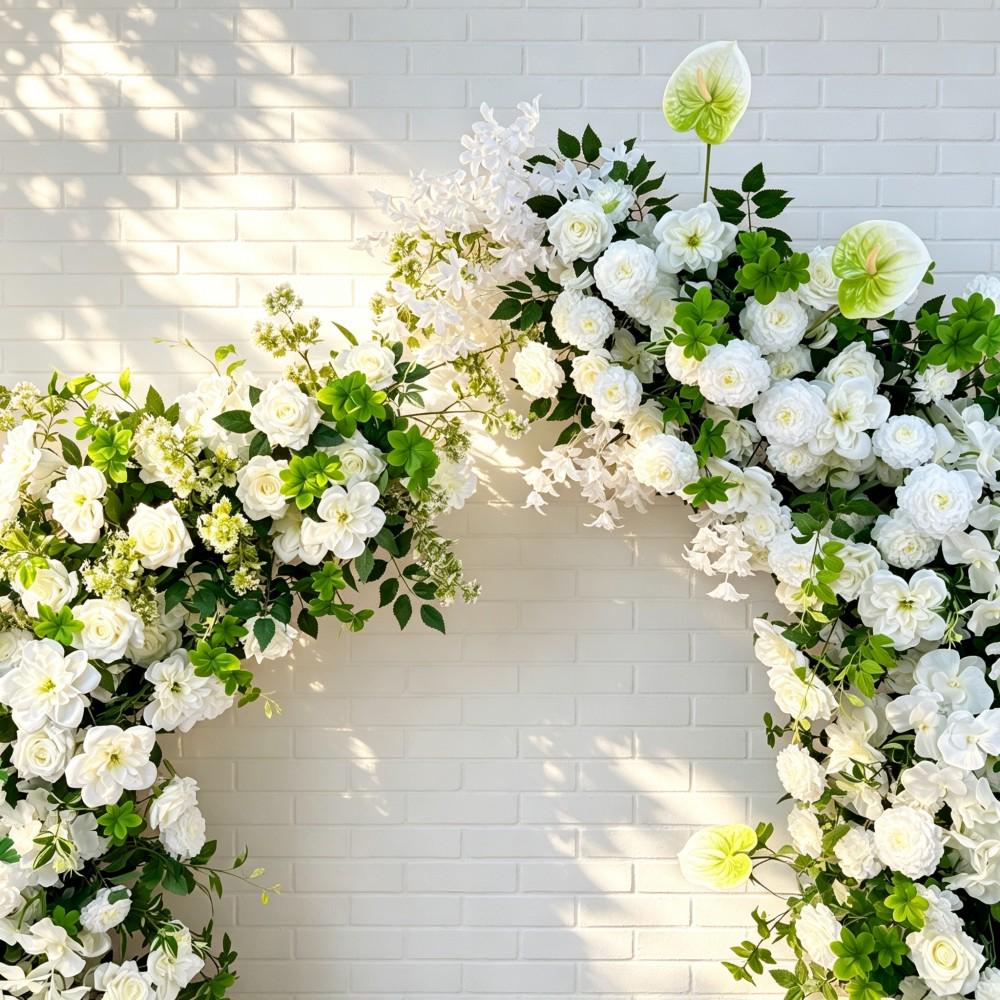 50% Off | Ships from USA/Forest-Inspired White Rose Bull Horn Wedding Arch Flowers, Artificial Floral Backdrop for Weddings