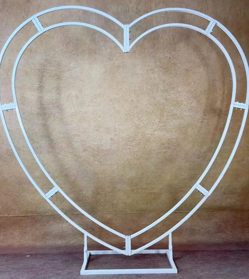 US Seller-(7.2 ft × 7.2 ft)-5D Luxury Red Heart-Shaped Floral Arch– Romantic Wedding Backdrop, Proposal Decoration, Engagement Event Display