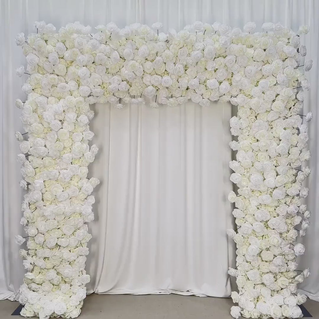 US seller---H 8.53 x W 8Ft Rollable Artificial White Rose Arch Wedding Decoration, Flower Arch Wedding, Backdrop Flower Archway Decoration