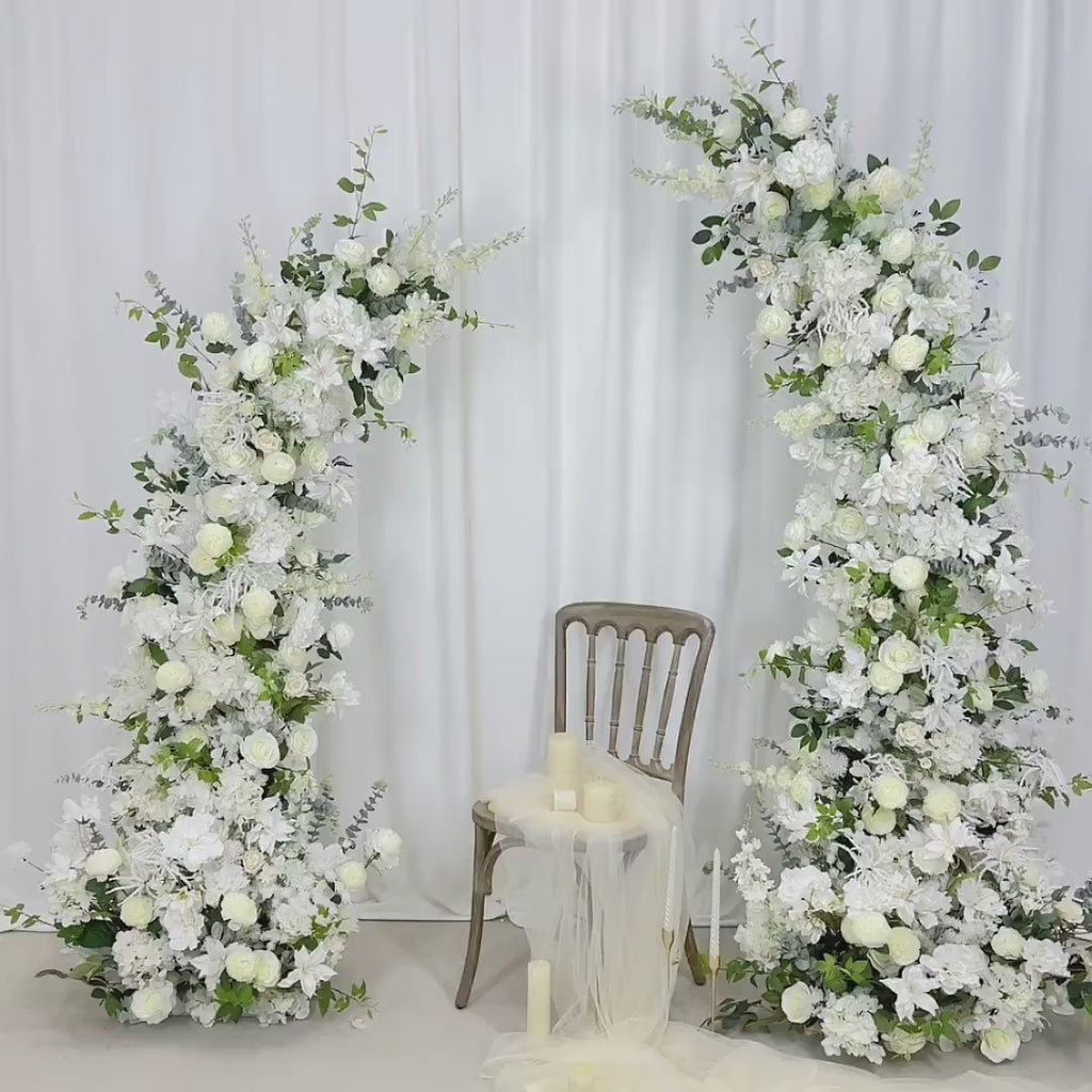 Wedding Archway Artificial Ivory Rose  Archway,Flower Row Arrrangement Marriage Wedding PillarFlower,Wedding Flower Party Event backdrop